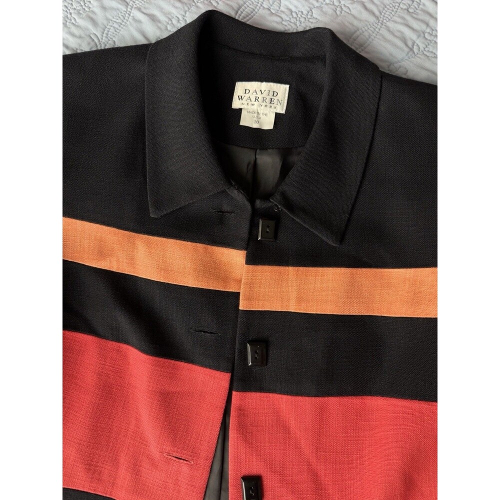 Summer Office Business Women Blazer Top Jacket Linen 10 Colorblock 90’s Y2K VTG - Picture 4 of 9